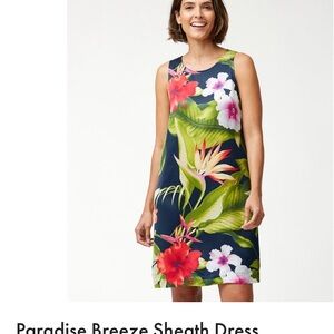 Tommy Bahama Blue Pink Sleeveless Sheath Dress